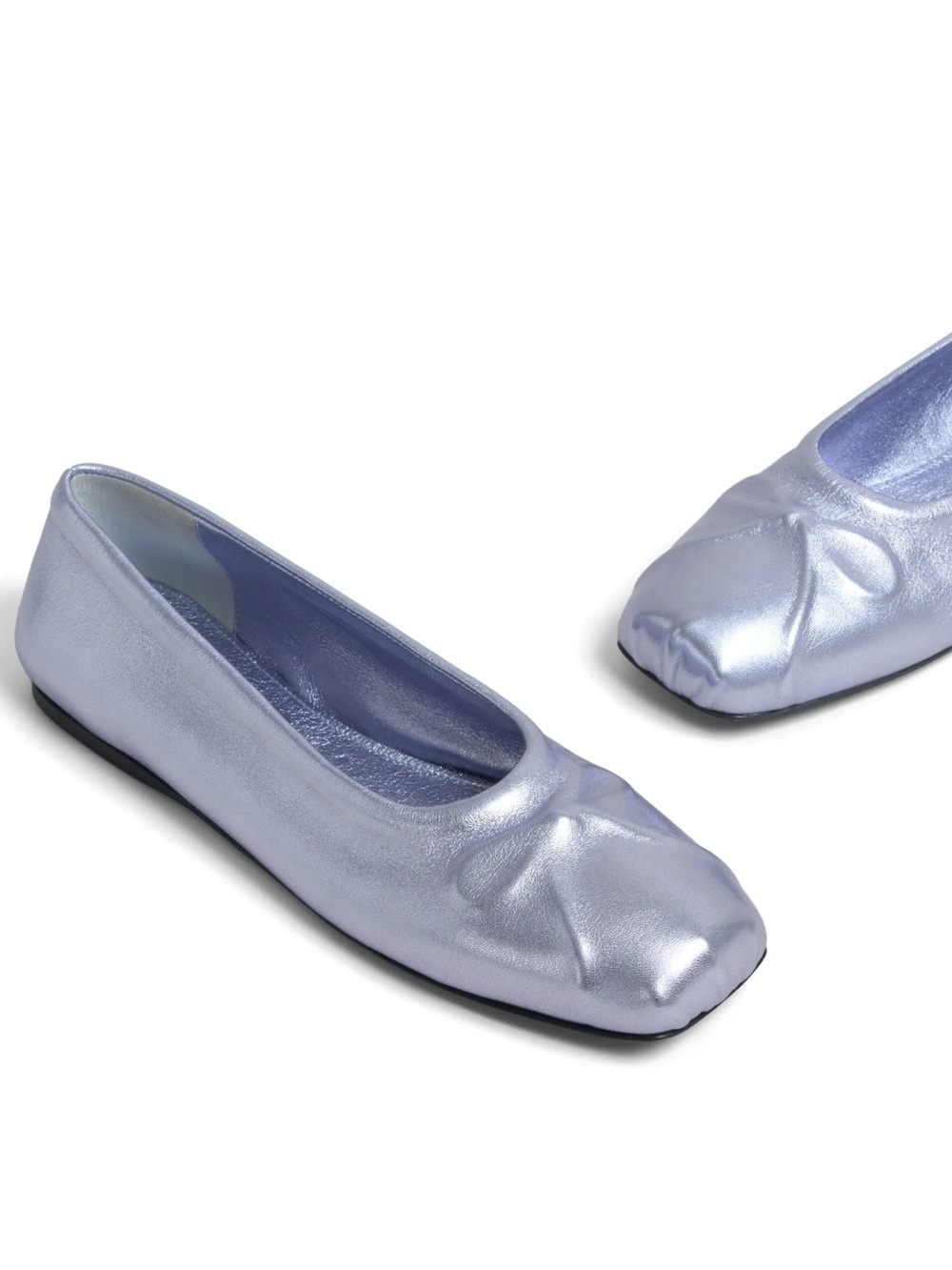 Marni 2026 Little Bow Metallic Silver Leather Ballet Flats